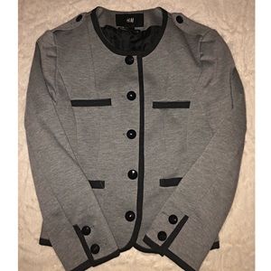 Gray and black military style blazer